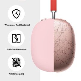 Foweroty Silicone Case for AirPod Max (2024/2020),Ear Pad Case/Ear Cups Cover/Headband Shell,Skin Anti-Scratch, Accessories Ultra Protective Cover for Apple for AirPods Max (USB-C)(Pink)