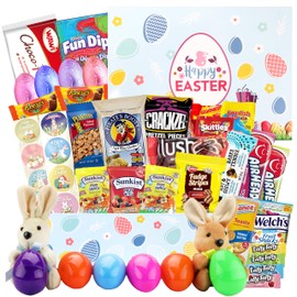 Easter Care Package Blue Box (52 Count) Filled with Candy Chocolates Snacks Cookies and More Easter Gifts for Kids Girls Boys College Students