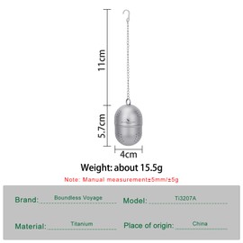 Boundless Voyage Titanium Tea Infuser with Extended Chain & Hook Lightweight Tea Strainer, Ideal for Hot & Iced Brewing 3207A