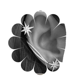 Yheakne Crystal Northstar Cuff Earrings Silver Star Ear Climber Earrings Boho CZ Cartilage Ear Crawler Earrings Punk North Star Clip On Wrap Earrings Jewellery for Women and Teenage Girls, Alloy Steel