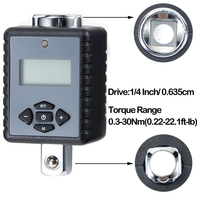 ThreeH 1/4 Inch Digital Torque Adapter (0.22-22.1ft-lb/0.3-30Nm) with Buzzer and