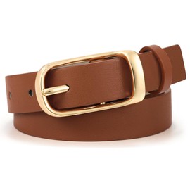XZQTIVE Women's Leather Belt Fashion Ladies Belt with Gold Buckle