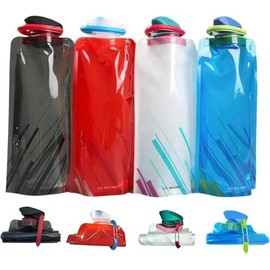 LuLuya Collapsible Water Bottles for Travel – 4 Pack 24oz Foldable Water Bottle with Leakproof Lid, Food-Grade Silicone Portable Reusable BPA-Free Water Bottle for Hiking,Sports,Camping,Biking