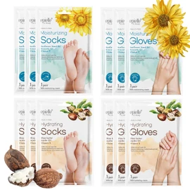 Epielle Hydrating & Moisturizing Hand & Foot Masks 12 Pairs, Relieve and Soften Dry Hands & Cracked Heels with Shea Butter & Sunflower Seed Oil, Korean Skin Care, Spa Set, Self Care Gifts for Women