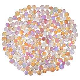 Yuvori 1lb Iridescent Round Ceramic Mosaic Tile DIY for Bathroom, Kitchen, Living Room and Garden (Pink)