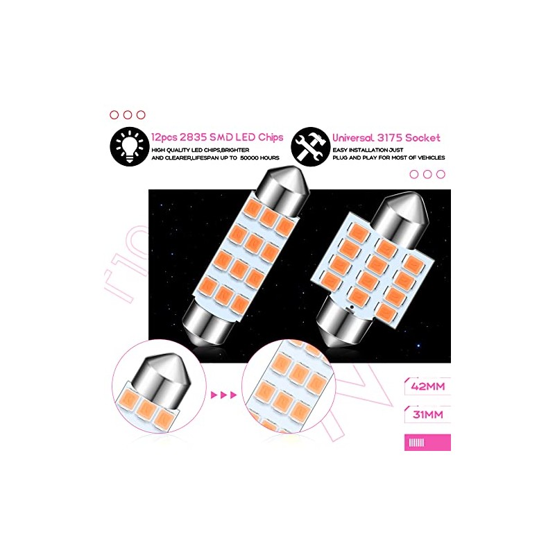 Tallew Set de 24 Bombillas LED para Techo de Coche