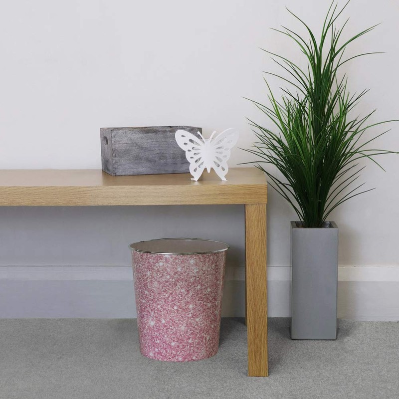 JVL Small Pink Sparkle Waste Paper Bin, 24.5cm x 26.5cm