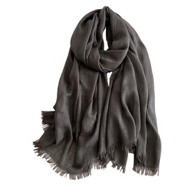 Canxiaoba Women's Cotton and Hemp Scarf Solid Color Wrinkled Four Seasons Versatile Silk Scarf Long Sunscreen Solid Color Fashion Shawl (Old Army Green)