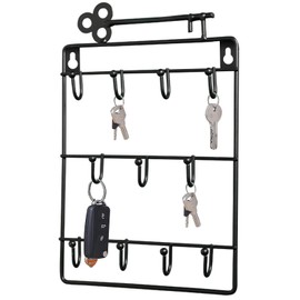 Boutihao Vintage Decor Key Holder, Key Hook Organiser, Key Holder, Decorative Wall Mounted, 11 Hooks Keys, for Entrance, Kitchen, Mud, Home Office, Black