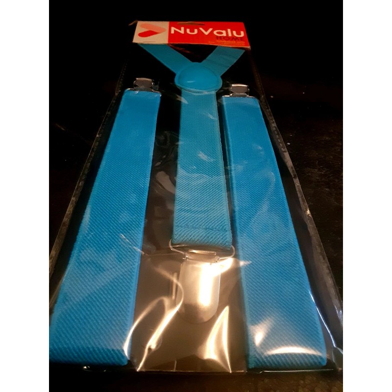 Unbranded Mens Blue X- Clip-on Suspenders Adjustable Elastic Retro Formal