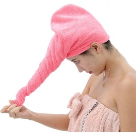 Toalla de Microfibra para el Cabello， Turbante Envolvente， Paquete de 7， Toalla Suave Absorbente antiencrespamiento para Cabezal de Ducha， Sombrero de Secado，
