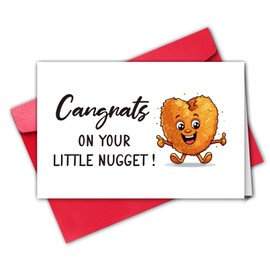 TQDaiker Lovely Baby Shower Card, New Baby Congratulations Card, Funny Newborn Chicken Cards, Congrats On Your Little Nugget, Envelope Included.
