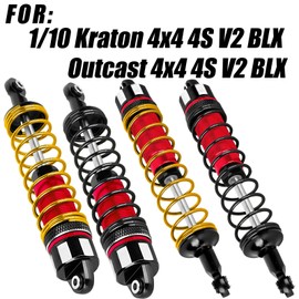 hopsupRC Upgrades Part Big Bore RC Shocks Absorber Damper for 1/10 Kraton 4x4 4S V2 BLX,Outcast 4x4 4S V2 BLX,Aluminium Front Rear Assembled Full Metal Shocks,4PCS Red