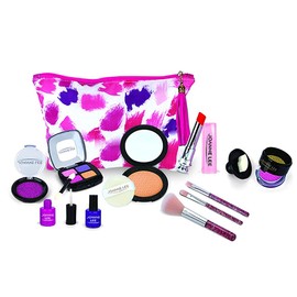 Girls Play Makeup Set 14 Pieces Washable Non-Toxic Cosmetics Kit for Kids with Cosmetic Bag for Pretend Play, Creativity & Learning| Ages 3+ Koolbitz