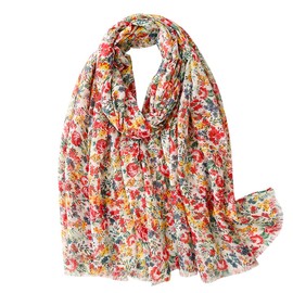 FAIRYGATE Oversized Scarves Scarfs for Women Lightweight Silky Smooth Stole Ladies Scarf Floral Flower Shawl Wrap 46011