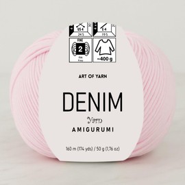 Art of Yarn Denim 55% Cotton, 45% Poliacrylic, 50g(1.76 Oz), 160m(174 Yds) Soft & Smooth Yarn Sport – Fine(2) for Crocheting, Knitting, Amigurumi, Baby Blankets, Baby Garments & More –1 Skein 99974