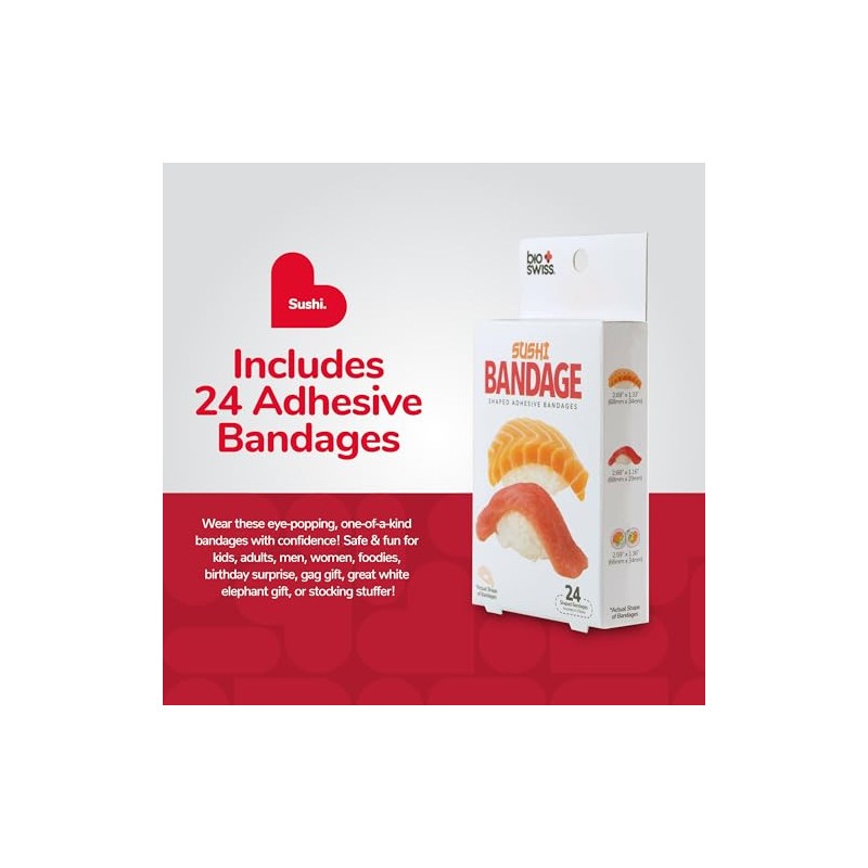 BioSwiss Vendas autoadhesivas con forma de sushi, sin látex, estériles,