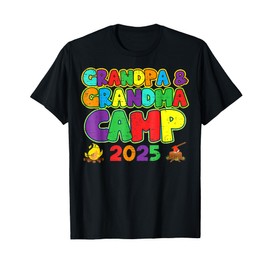 Grandpa & Grandma Camp 2025 Summer Camping Vacation T-Shirt