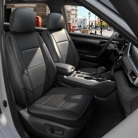 GIANT PANDA 2PCS Front Car Seat Cover Fit Subaru, Faux Leather Bucket Seat Covers for Subaru Outback Forester Crosstrek Legacy Impreza (Black)