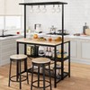 GarveeHome 42" Kitchen Island with Wheels - Microwave Stand &