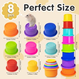 Iffitya 8 Pcs Colorful Stacking Cups for Rabbits, Colorful Bunny Toys for Rabbits and Small Animals, Nesting Rabbit Toys of Different Sizes, Bunny Stacking Cups for Hiding Food and Playing