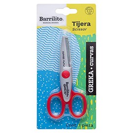 Barrilito Tijeras Curvas de Acero Inoxidable, Mangos Rojo