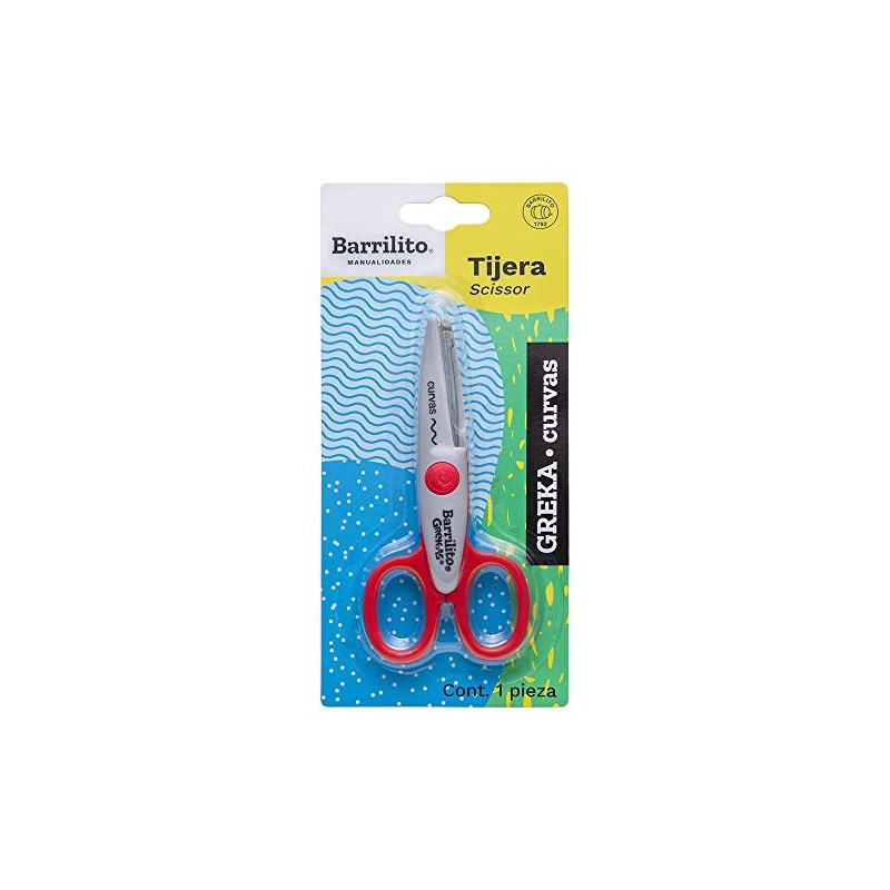 Barrilito Tijeras Curvas de Acero Inoxidable, Mangos Rojo