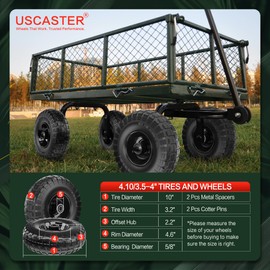 USCaster 4.10/3.50-4 Tire and Wheel Flat Free,10-Inch Solid Wheel Replacement with 5/8 Bearings,2.2" Offset Hub -Compatible with Hand Truck,Wheelbarrow,Dolly(Black)