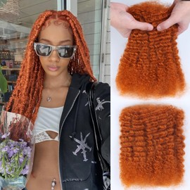Afro Kinkys Bulk Human Hair 50g/Pack for Mini Twist, Braiding Hair for Dreadlocks, Loc Repair, Twists, Dreadlock Extensions Ginger Orange Human Braiding Hair #350 16 Inch