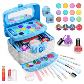 KIDS CHOICE Set de Maquillaje para Niñas 43 Pzs,Kit de Pinturas Maquillaje Lavable,Estuche de Cosméticos Niña Incluye Sombra de Ojos,Pintalabios,Brochas Maquillaje etc.Juego de Maquillaje.