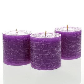 Richland Set of 3 Pillar Candles 3" x 3" Unscented Dripless for Weddings Home Holidays Relaxation Spa Church… (Lavender Rustic)