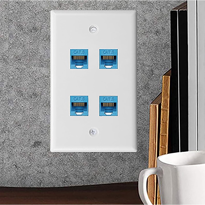 tunghey Ethernet Wall Plate 4 Port,Cat 6 Wall Plate Female-Female