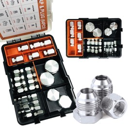 72 Pcs Hydraulic Hose Caps and Plugs Kit, 37° JIC Cap and Plug Assortment Kit, Heavy Duty Seal Adapter Kit with Precision Threads, Steel Flare Fitting Set, Dash Sizes 4 6 8 10 12 16