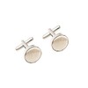 Plain Satin Solid Colour Classic Silver Metal Cufflinks (Champagne)