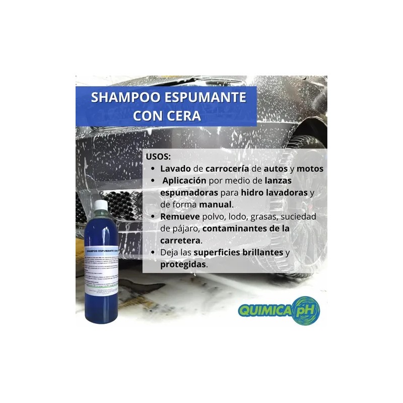 Shampoo Espumante Con Cera Para Autos Y Motos, 1lt