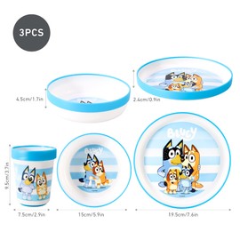 Bluey 3pcs Bicolor Premium Kids Dinner Tableware Set Plate, Bowl & Tumbler, BPA Free