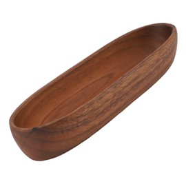 Wooden Salad Bowl, Large Capacity Multipurpose Boat Shaped Wood Serving Bowl, Thickened Wear Hand Crafted Big Salad Bowl for Food Bread Fruits Snack (44x40cm /