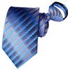 BESMODZ Men's Blue Grey Striped Zipper Tie Silk Pre-Tied Formal