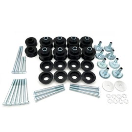 KF04060BK Body Mount Bushing Kit for Ford F250/F350 2008-2016 Super Duty 2WD/4WD，Polyurethane Body Cab Mounts & Steel Sleeves & Hardware (Black)