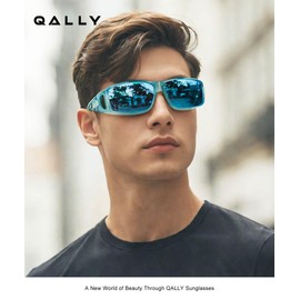 QALLY Sunglasses-for-Men Polarized Mens Over-Glasses-Sunglasses: Classic Sun Glasses for Women with UV400 for Driving Fishing