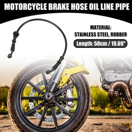 Partuto 1 Set 50cm 19.69" Universal Motorcycle Hydraulic Brake Oil Hose - for Motorcycles Dirt Bike 28 28 Degree Braided Cable Durable - Stainless Steel Black