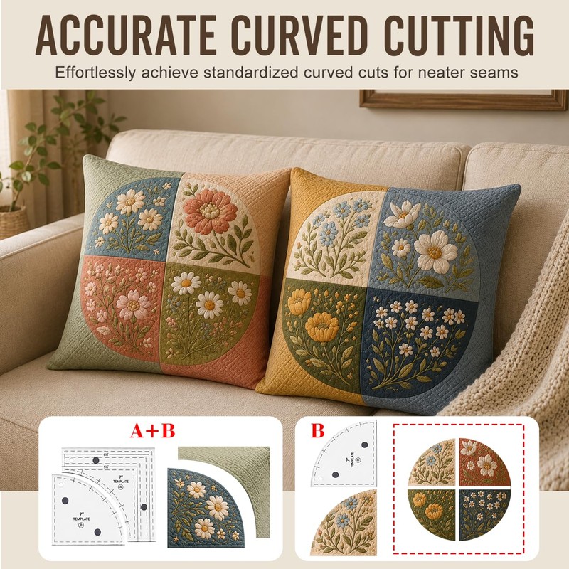 3 Set Drunkards Path Quilting Templates,Acrylic Rulers with 1/4" Seam