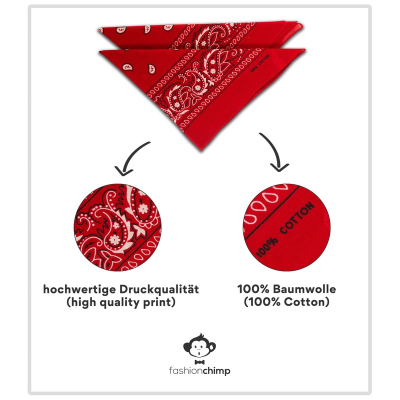 fashionchimp® Unisex Velour Bandana, Made of 100% Cotton, AZO-Free, Pack