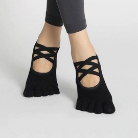 Double X Non-Slip Toe Socks Women's Multipurpose Fitness 07. Open Toe Black/FREE225-260mm 4ea