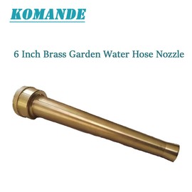 KOMANDE 6 Inch Brass Garden Water Hose Nozzle Jet, 3/4 Inch Thread Inlet, 7 GPM 80 PSI, High Pressure Heavy Duty PowerBlast Super Sweeper for Clean Clutter, Roads, Yard, Vehicles, Deck