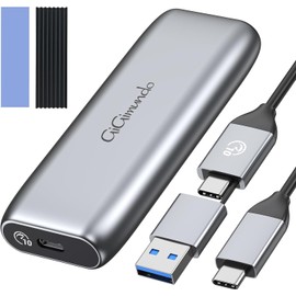 GiGimundo NVMe SSD Enclosure USB C 10Gbps, Heavy Duty, Supports UASP, Tool-Free, Compatible with NVMe M/M&B Key for 2280/2260/2242/2230 NVMe SSD, Gray