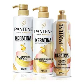 Kit Pantene Keratina Pro Shampoo Acondicionador Crema