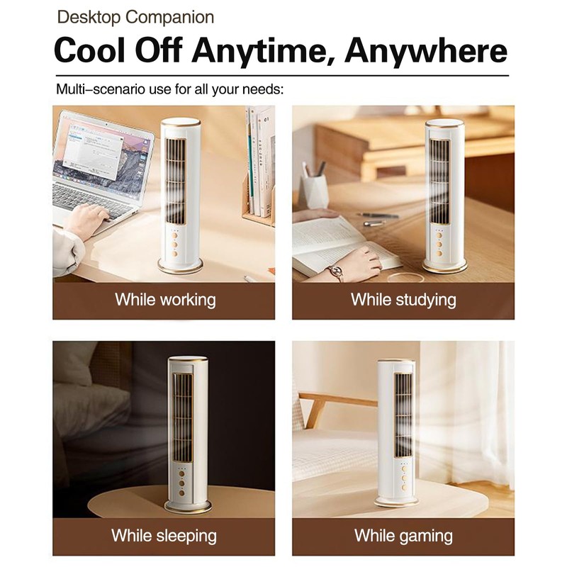 XIULIUU Tower Fan for Bedroom, USB Charging, 45° Ultra-Wide Oscillation,