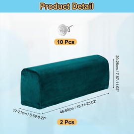 sourcing map 2Pcs Stretch Armrest Covers, Polyester Soft Couch Armchair Cover Non-Slip Chair Arm Rest Slipcovers for Sofa Recliner Twist Pins, Dark Green