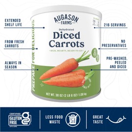 Augason Farms Dehydrated Diced Carrots Emergency Food Supply, 216 Servings, 25 Year Shelf Life, Great for Cooking, Baking, and Snacks - Dehydrated Meals, Survival Food Camping Essentials Can